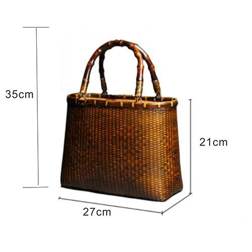 Vintage Handmade Bamboo Tea Set Handbag