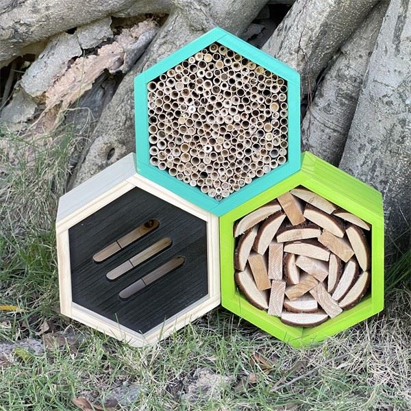 Handcrafted Bee Hotel Colorful Wooden Insect House