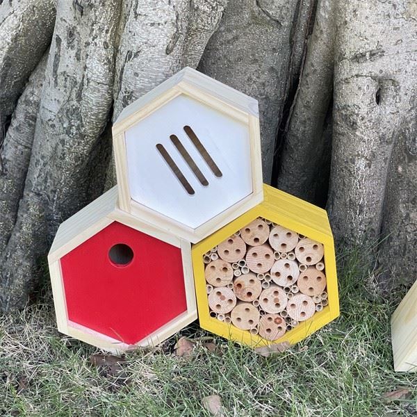 Handcrafted Bee Hotel Colorful Wooden Insect House