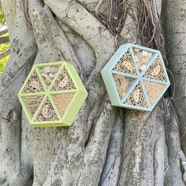 Handcrafted Bee Hotel Colorful Wooden Insect House