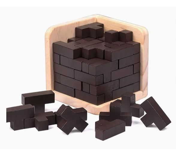 3D an bwa T-ki gen fòm tèt kib devinèt nan sèvo