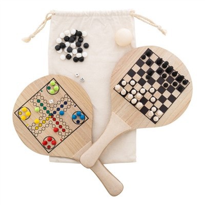 Wood Beach tenis mete ak 2 rakèt ak yon sèl boul