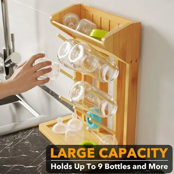 Bamboo Kitchen Bottles Holder Organizer