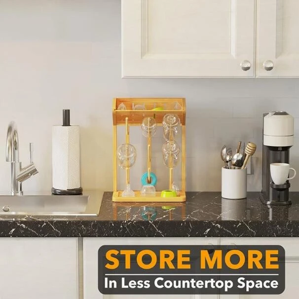 Bamboo Kitchen Bottles Holder Organizer