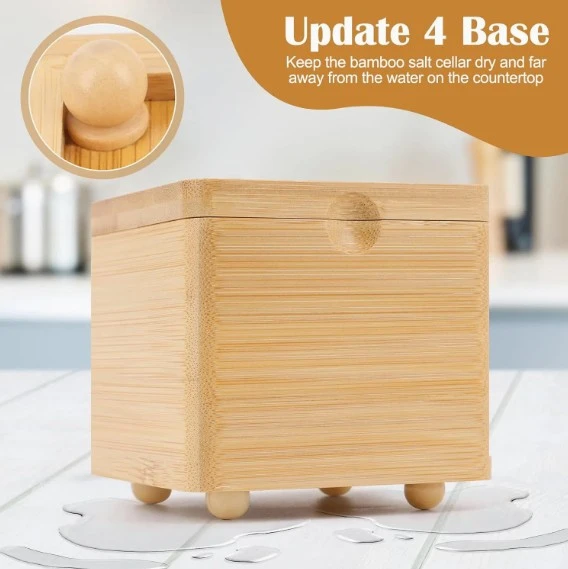 Square Bamboo Salt Box With Magnetic Lid best