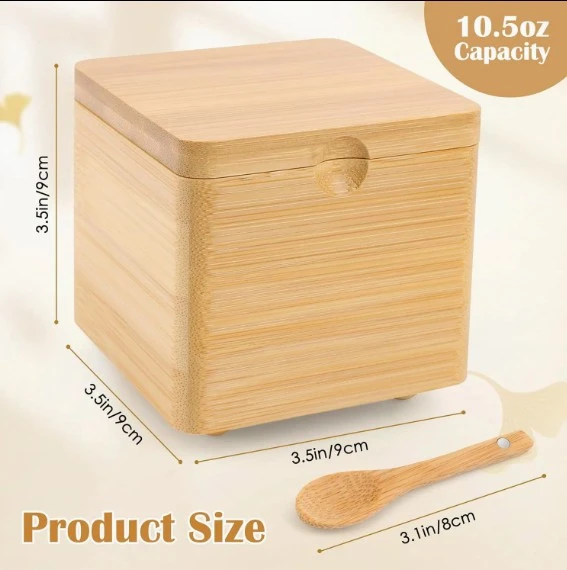 Square Bamboo Salt Box With Magnetic Lid suppliers